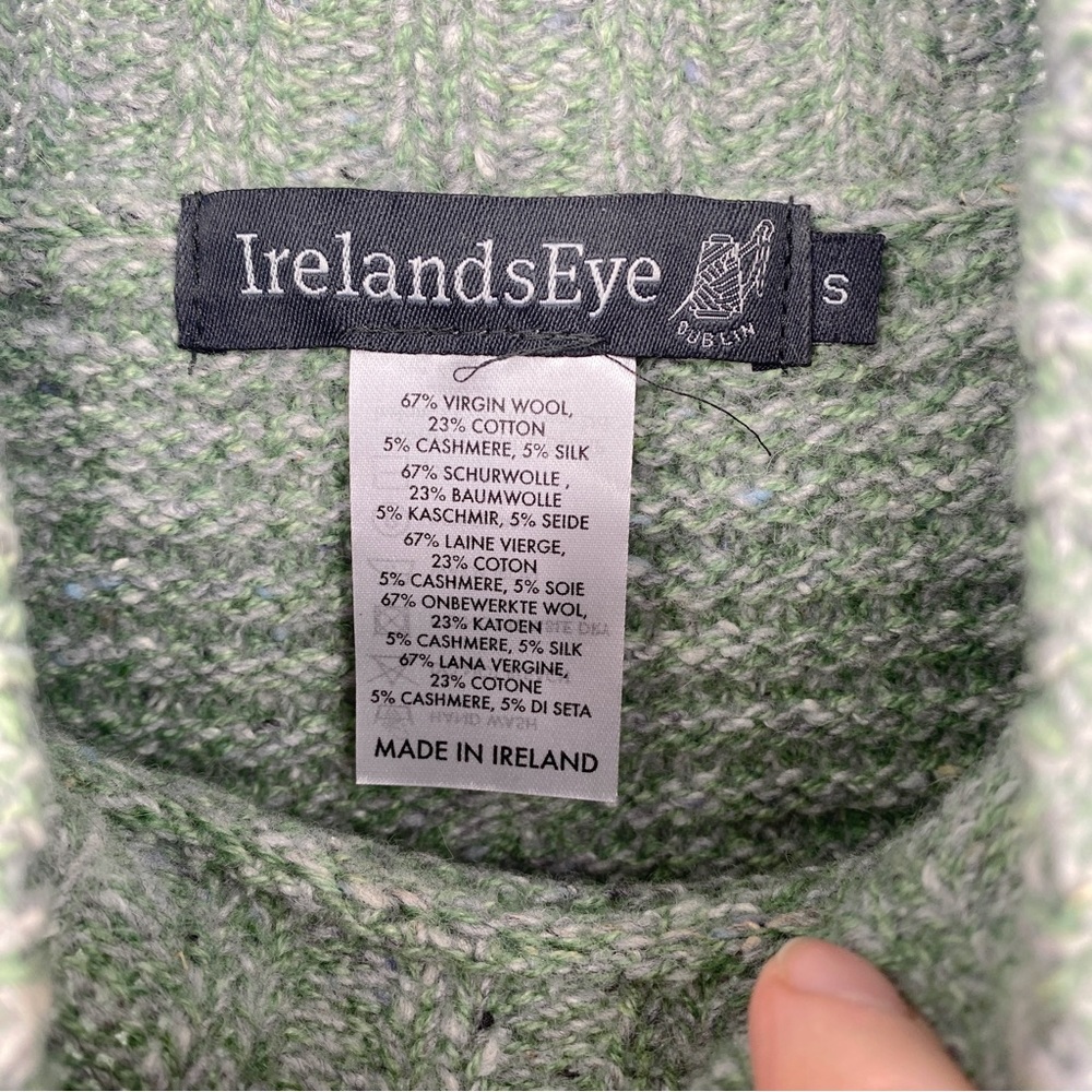 IRELANDS EYE | Iris Funnel Neck Wool-Cashmere Blended Sweater in Green | S - Picture 12 of 14